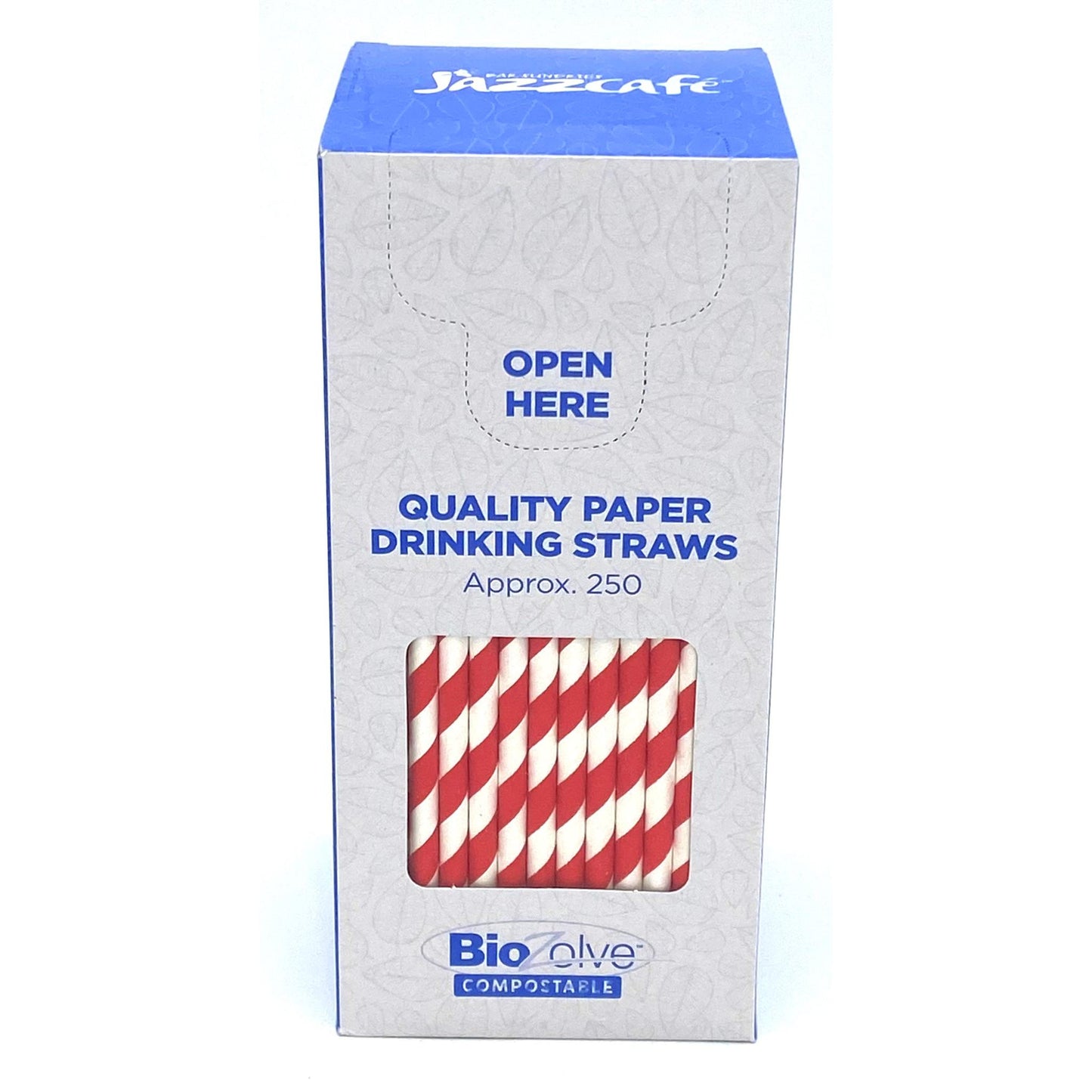 Red & White Striped 8-Inch Paper Straws x 250 | Eco-Friendly, Biodegradable, Plastic-Free, Compostable