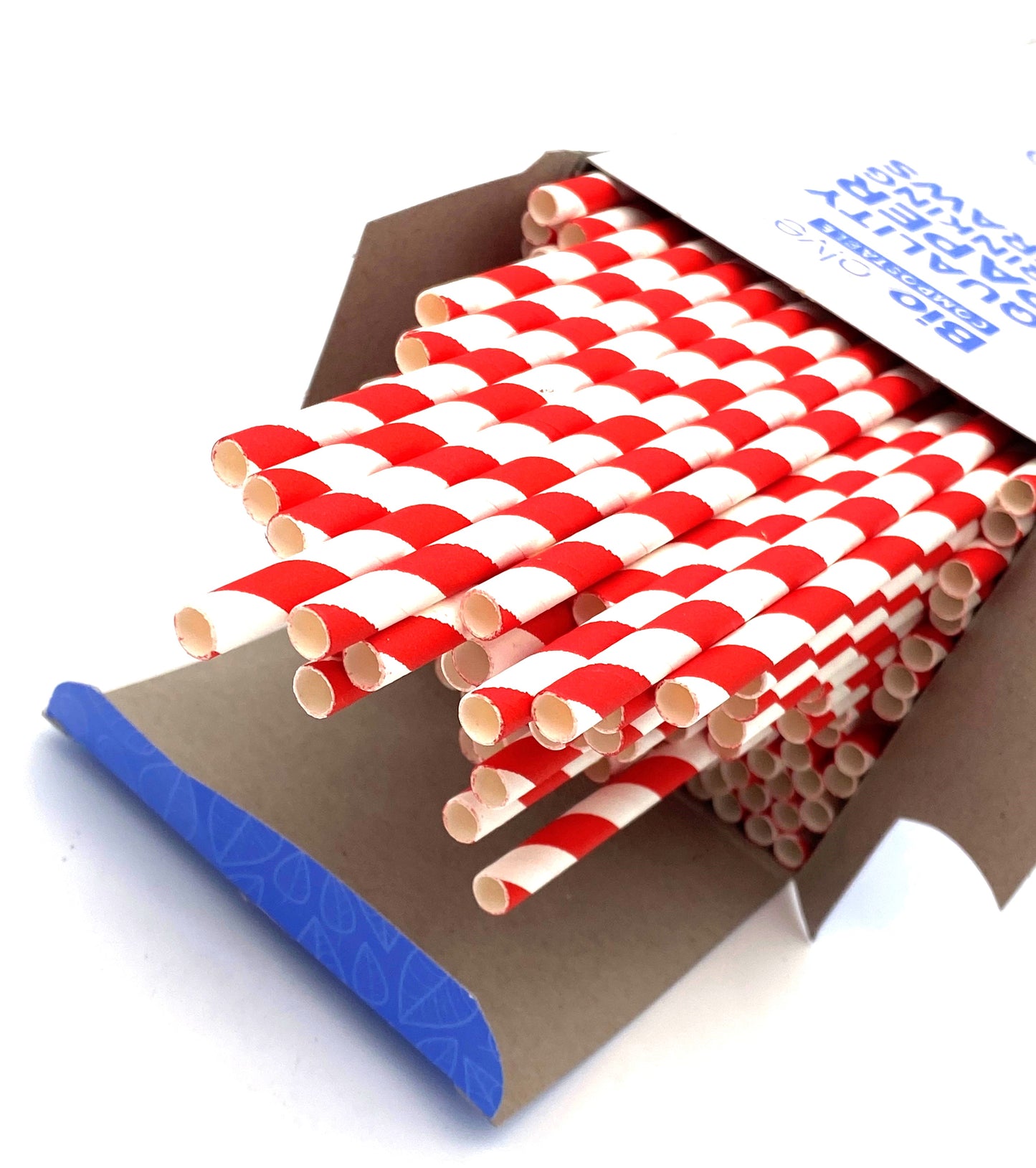 Red & White Striped 8-Inch Paper Straws x 250 | Eco-Friendly, Biodegradable, Plastic-Free, Compostable