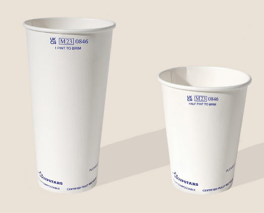 Aqueous Coated Paper 1/2 Pint to Brim x 1000 - UKCA Marked, No PE/PLA Liner | Eco-Friendly, Compostable Paper Cup