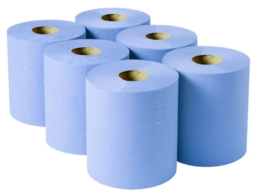 2 Ply Centrefeed Roll Blue x6