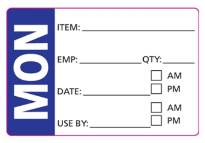 Shelf Life Labels - Monday to Sunday Options x 500