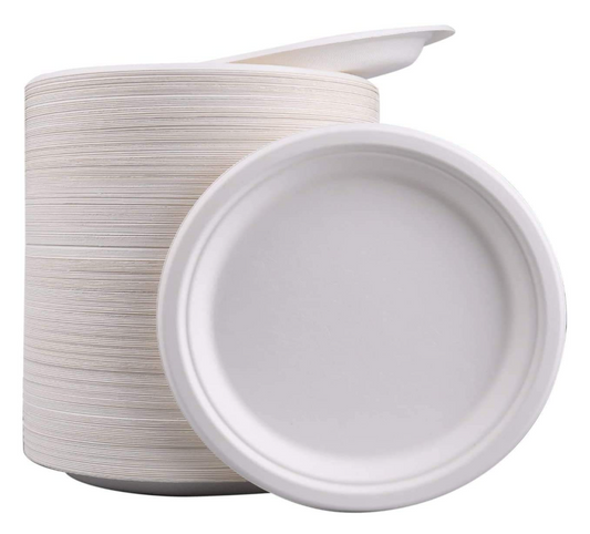 Strong White Bagasse Plates x 500